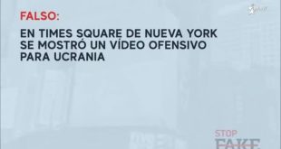 Falso: En Times Square de Nueva York se mostró un vídeo ofensivo para Ucrania