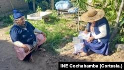 Censistas en la región de Morochata realizan la consulta a los vecinos de la zona- Cortesía: INE Cochabamba