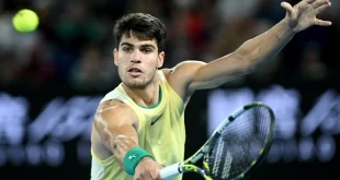 Carlos Alcaraz en el choque ante Zverev.