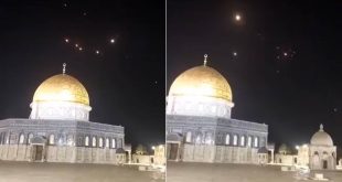 Así se ha visto desde la mezquita de Al Aqsa, en Jerusalén, los ataques de misiles y drones de Irán.