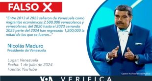 El discurso falso del presidente Nicolás Maduro sobre las cifras de migración sobre Venezuela