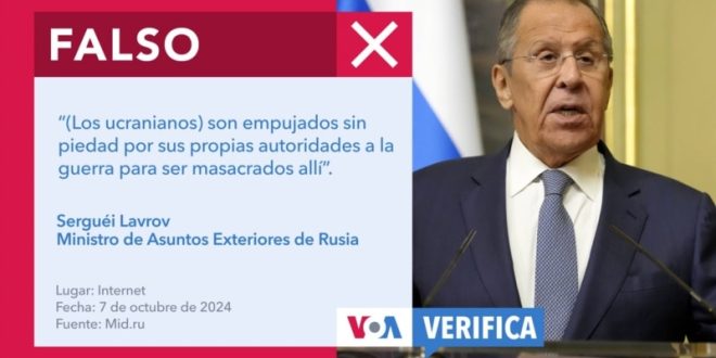 Jefe de la diplomacia del Kremlin afirma falsamente que Kiev obliga a los ucranianos a luchar contra Rusia