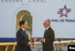 Marco Rubio and the administrator of the Panama Canal Authority, Ricaurte Vásquez, talk during a tour of the Miraflores locks in Panama City, on February 2, 2025. (Mark Schiefelbein, Reuters)