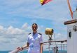 Princess Leonor above Salvador on the first scale in America of the ship 'Elcano'