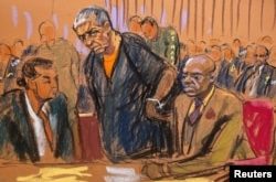 Vicente Carrillo Fuentes, accused by prosecutors of being a former head of the Juarez Cartel, appears in the Federal Court of Brooklyn in Brooklyn, New York, USA, on February 28, 2025 in this sketch of the courtroom. Reuters/Jane Rosenberg