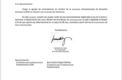 Acknowledgment of receipt and reference on the case of Maikel Herrera Bones of the IACHR