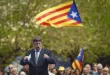 El candidato de JxCat y expresidente de la Generalitat, Carles Puigdemont, este sábado un acto en Elna, en el sur de Francia.