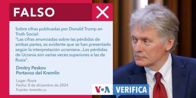 El Kremlin alega falsamente que las cifras de Trump sobre 600 mil bajas rusas en Ucrania, provienen de Kiev